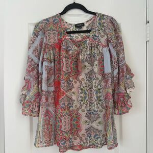 GiGio Women's Paisley Blouse - pink and Blue, small